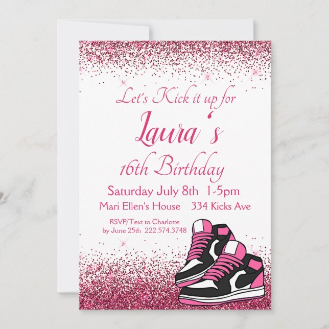 Invitation Sweet 16, Basket Anniversaire, Parties scintillant (Devant)
