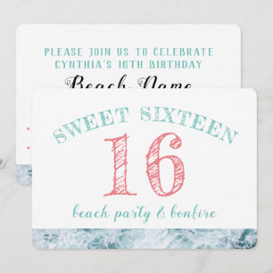 Invitation Sweet 16 Beach Party
