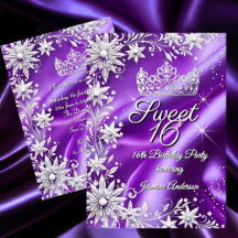 Sweet 16 Birthday Purple Silver Winter Wonderland