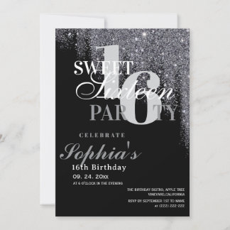 Invitation Sweet 16 Black and White Birthday Party