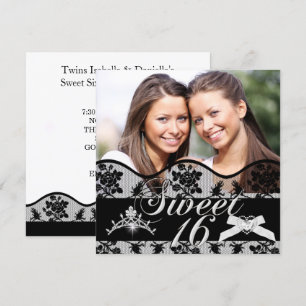 Invitation Sweet 16 Black Twins Sweet sixteen photo