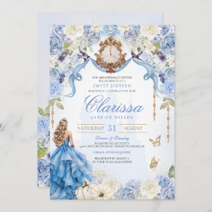 Invitation Sweet 16 Blue Royal Princess (V2) Élégant