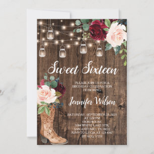 Invitation Sweet 16 Boho Rustique Floral Lights Invitati