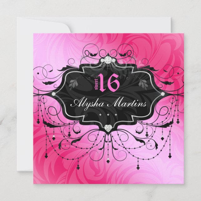 Invitation Sweet 16 Cadeau de chandelier bijoux d'anniversair (Devant)