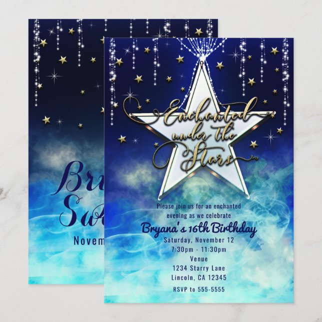 Invitation Sweet 16 Celestial enchanté sous la fête des étoil (Devant / Derrière)