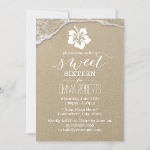 Invitation Sweet 16 Elégante Plage de fleurs d'Hibiscus