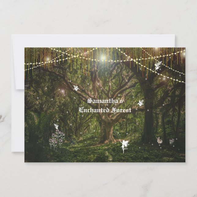 Invitation Sweet 16 Fées de Forêt Enchantées Fleurs de lapin (Devant)