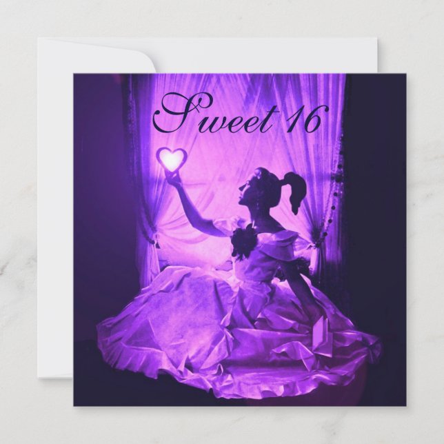 INVITATION SWEET 16 FÊTE D'ANNIVERSAIRE ROSE BLEU BLEU DAMASK (Devant)