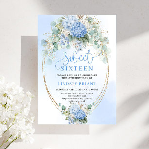 Invitation Sweet 16 Fleurs Bleues Or Téléchargemen