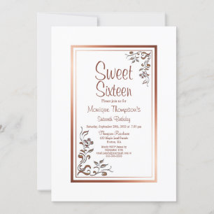 Invitation Sweet 16 Floral Vintage fête d'anniversaire