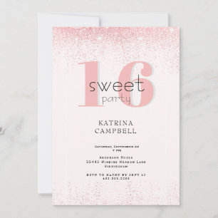 Invitation Sweet 16 Glam Parties scintillant rose fête d'anni