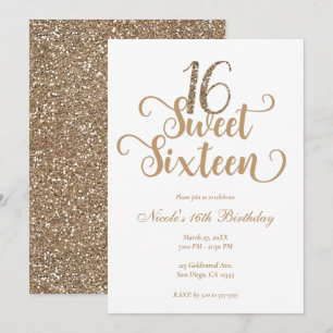 Invitation Sweet 16 Gold & White Parties scintillant fête d'a