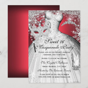 Invitation Sweet 16 Masquerade Princesse Rouge Arg