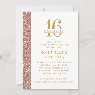 Invitation Sweet 16 Moderne Elégant Rose Parties scintillant