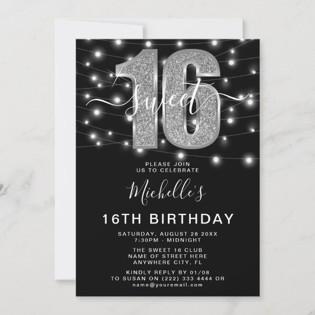 Invitation 'Sweet 16' Moderne Seize Anniversaire Photo (Devant)