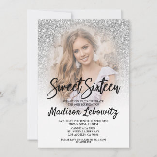 Invitation Sweet 16 Parties scintillant argentée glamour Invi