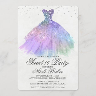 Invitation Sweet 16 Parties scintillant robe Diamond Invitati