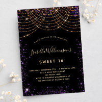 Sweet 16 parties scintillant violet noir poussière
