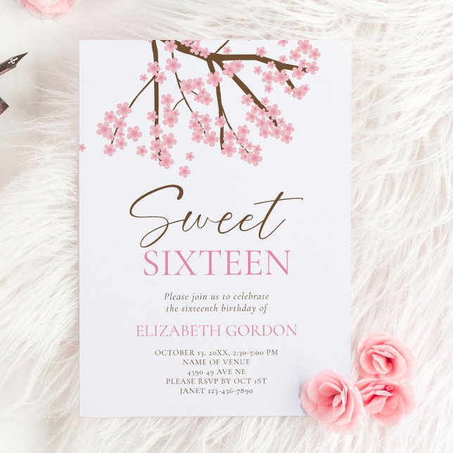 Invitation Sweet 16 Printemps Fleurs de cerisiers Floral Anni (Créateur téléchargé)