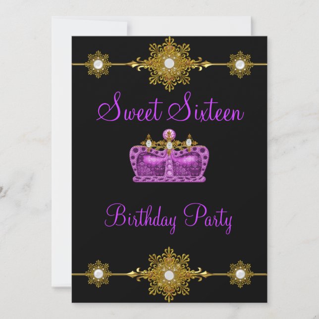 Invitation Sweet 16 Purple Gold Black Princess Event (Devant)