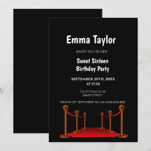 Invitation Sweet 16 Red Carpet Hollywood Confetti Anniversair