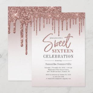 Invitation Sweet 16 Rose Gold Parties scintillant Script fête