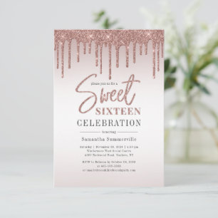 Invitation Sweet 16 Rose Gold Parties scintillant Script fête