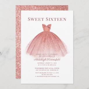 Invitation Sweet 16 Rose Gold Script moderne
