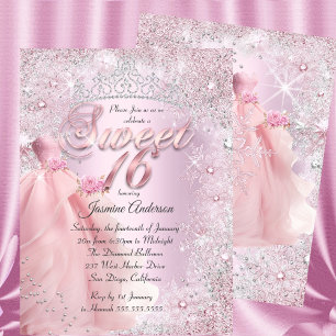 Invitation Sweet 16 roux rose hiver Wonderland Tiara