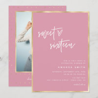 Sweet 16 Script moderne Gold Foil rose Anniversair