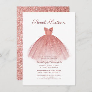 Invitation Sweet 16 Script Rose Gold Parties scintillant de r