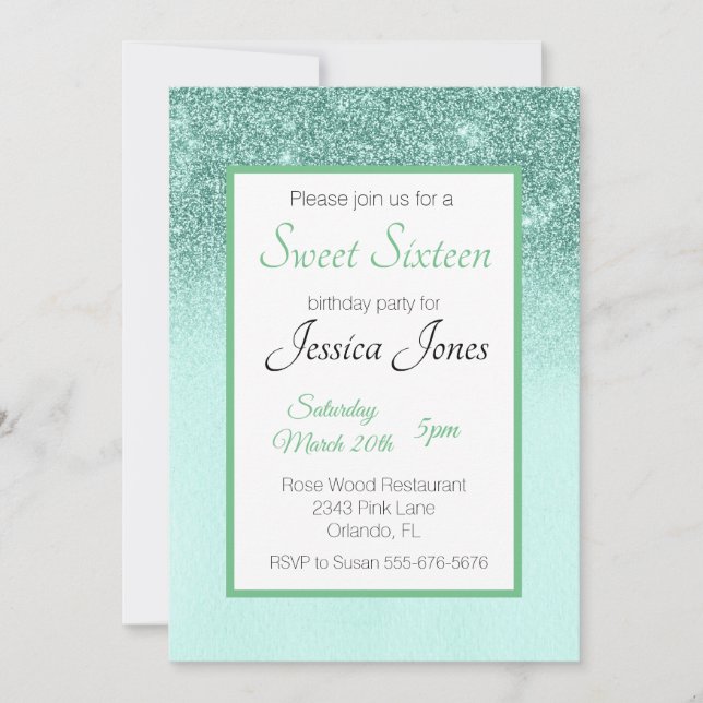Invitation Sweet 16 Seize Anniversaire Monnaie Parties scinti (Devant)