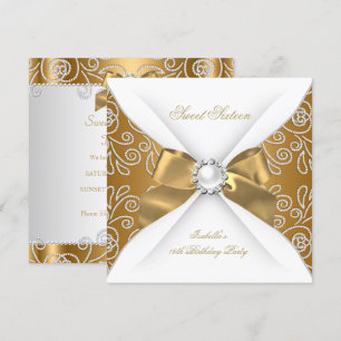 Invitation Sweet 16 Seize Bronze Or Faux Diamant Fête