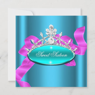 Invitation Sweet 16 Seize Diamants Rose Bleu Turquoise Image