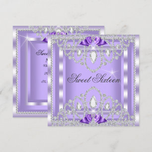 Invitation Sweet 16 Seize Purple Silver Diamond Party 3I