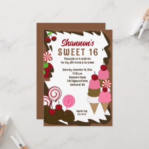 Invitation Sweet 16 Seteen Ice Cream Party