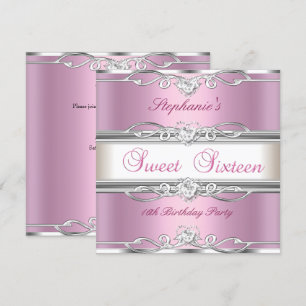 Invitation Sweet 16 sweet sixteen Anniversaire fête Pink Silv