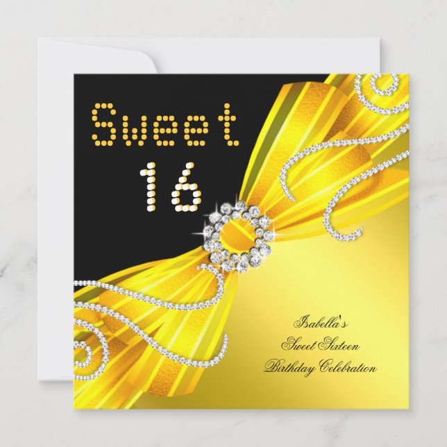 Invitation Sweet 16 Sweet sixteen Jaune Diamond Party (Devant)
