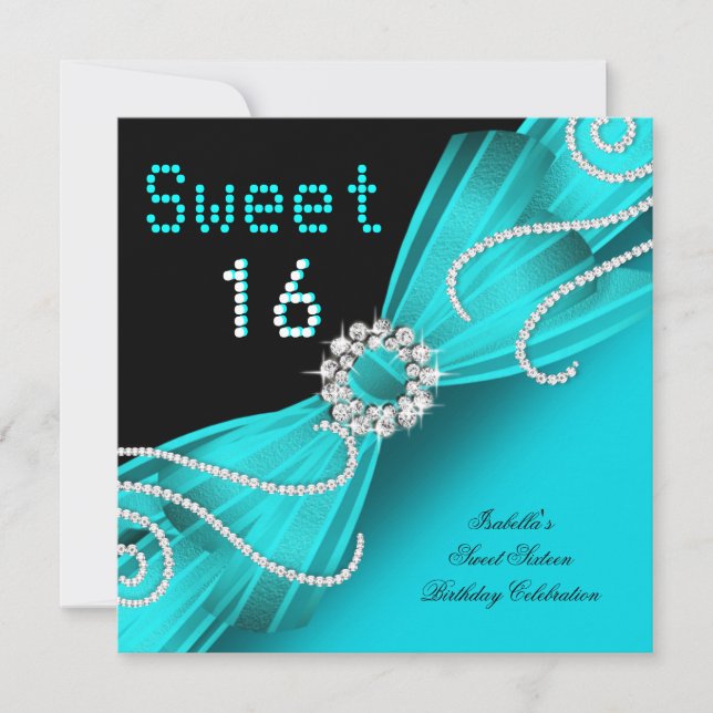 Invitation Sweet 16 Sweet sixteen Parti Diamant Turquoise (Devant)