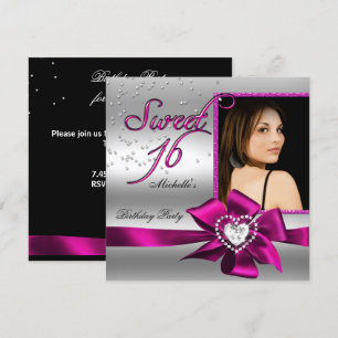 Invitation Sweet 16 Sweet sixteen rose argent photo