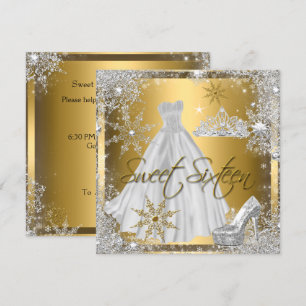 Invitation Sweet 16 Sweets sixteens Silver White Gold Elite