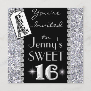 Invitation SWEET 16 THÈME D'Invitation PARIS