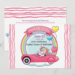 Invitation Sweet 16 Trendsetter Unicorn Anniversaire Parade