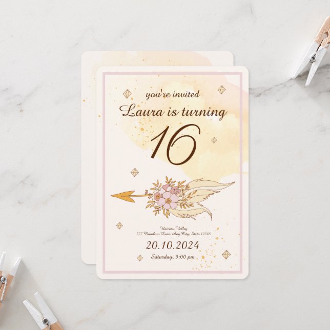 Invitation Sweet 16 Wild One Dreamcatcher Tribal Boho (Devant/Arrière en situation)