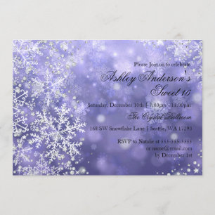Invitation Sweet 16 Winter Wonderland Sparkle Snowflakes