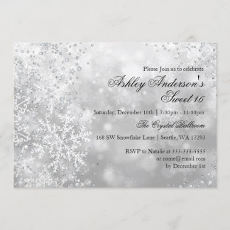Invitation Sweet 16 Winter Wonderland Sparkle Snowflakes