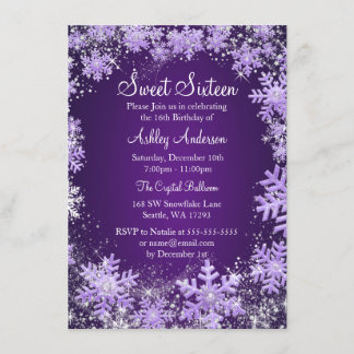 Invitation Sweet 16 Winter Wonderland Sparkle Snowflakes