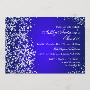 Invitation Sweet 16 Winter Wonderland Sparkle Snowflakes
