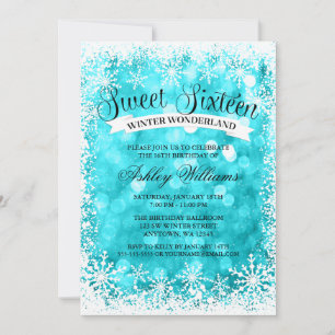 Invitation Sweet 16 Winter Wonderland Turquoise Parties scint