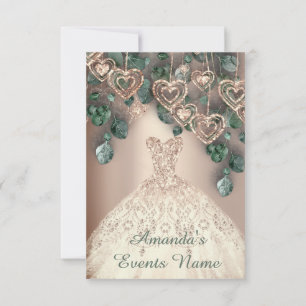 Invitation Sweet 16e anniversaire BRIDAL robe ROSE Gold Mint
